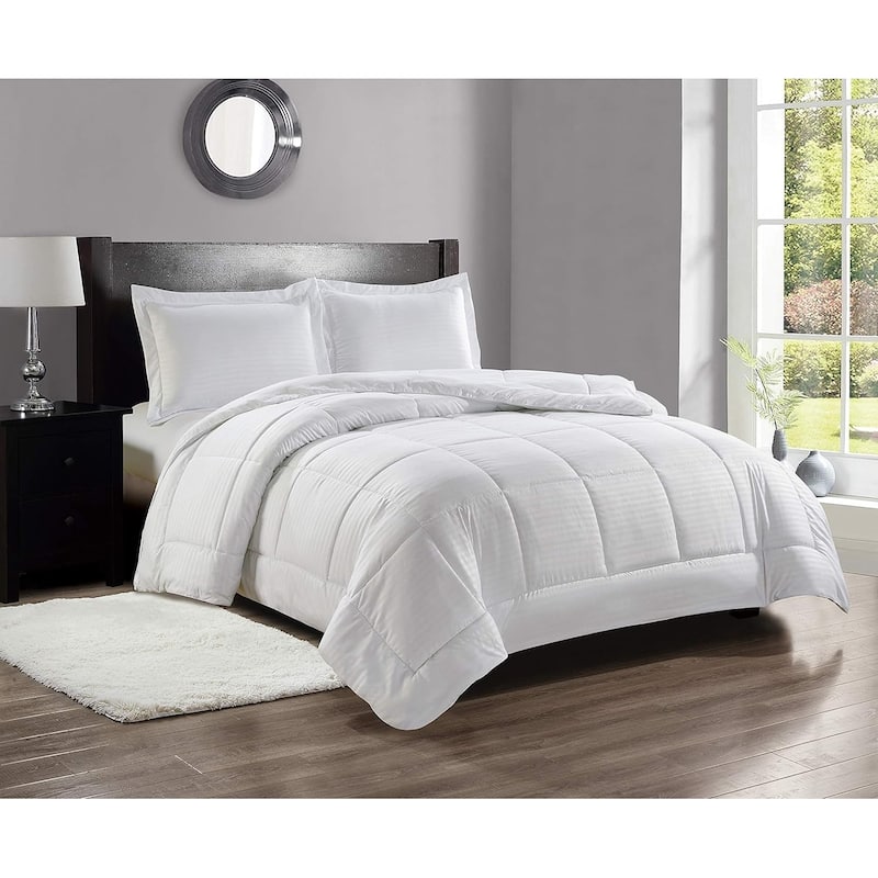 Décor&More Ultra Lush Queen Size Down Alternative Reversible Comforter (86" x 86") - (White) - Queen