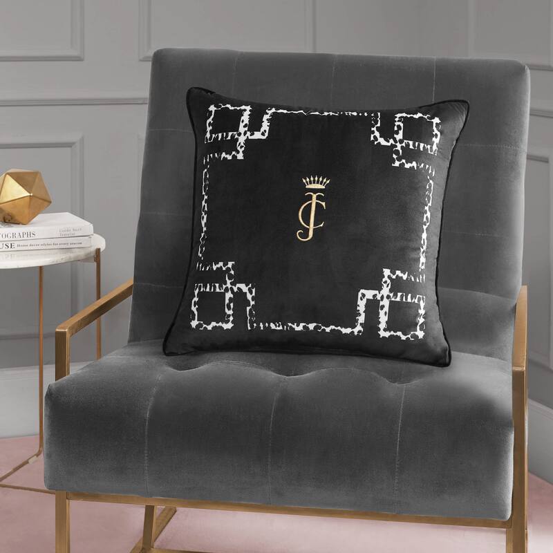 Juicy Couture Velvet Lattice Pillow 20" x 20", Black