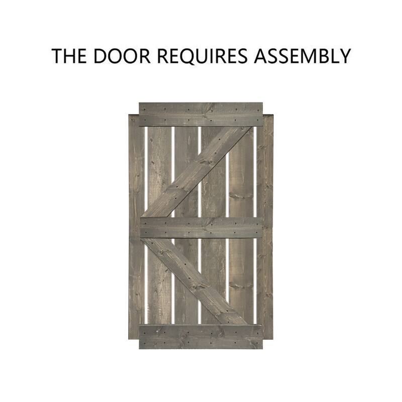 CALHOME K Series Stained Wood Sliding Barn Door with Hardware Kit