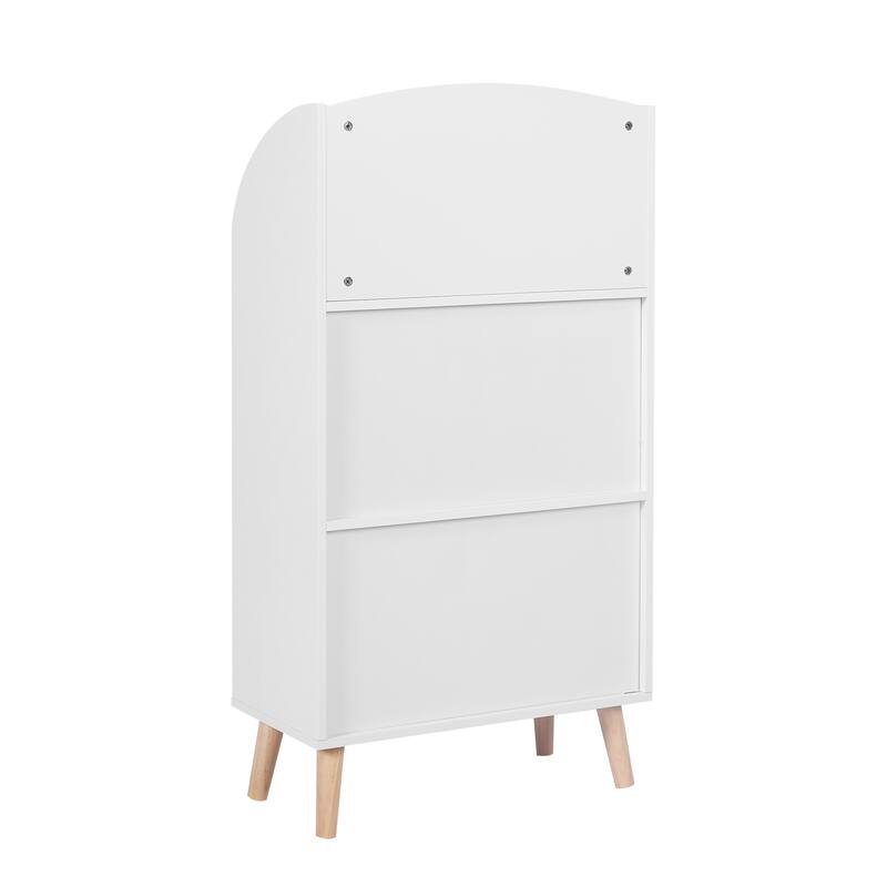 Children's Multi-Functional 3-Shelf Bookcase Toy Storage Bin, White