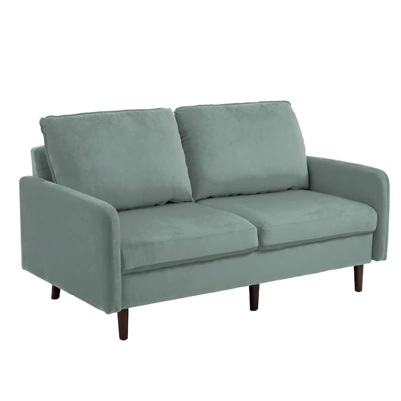 Velvet Loveseat Sofa With Wood Legs