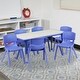 preview thumbnail 29 of 37, 23.625"W x 47.25"L Rectangle Plastic Activity Table Set with 6 Chairs Blue