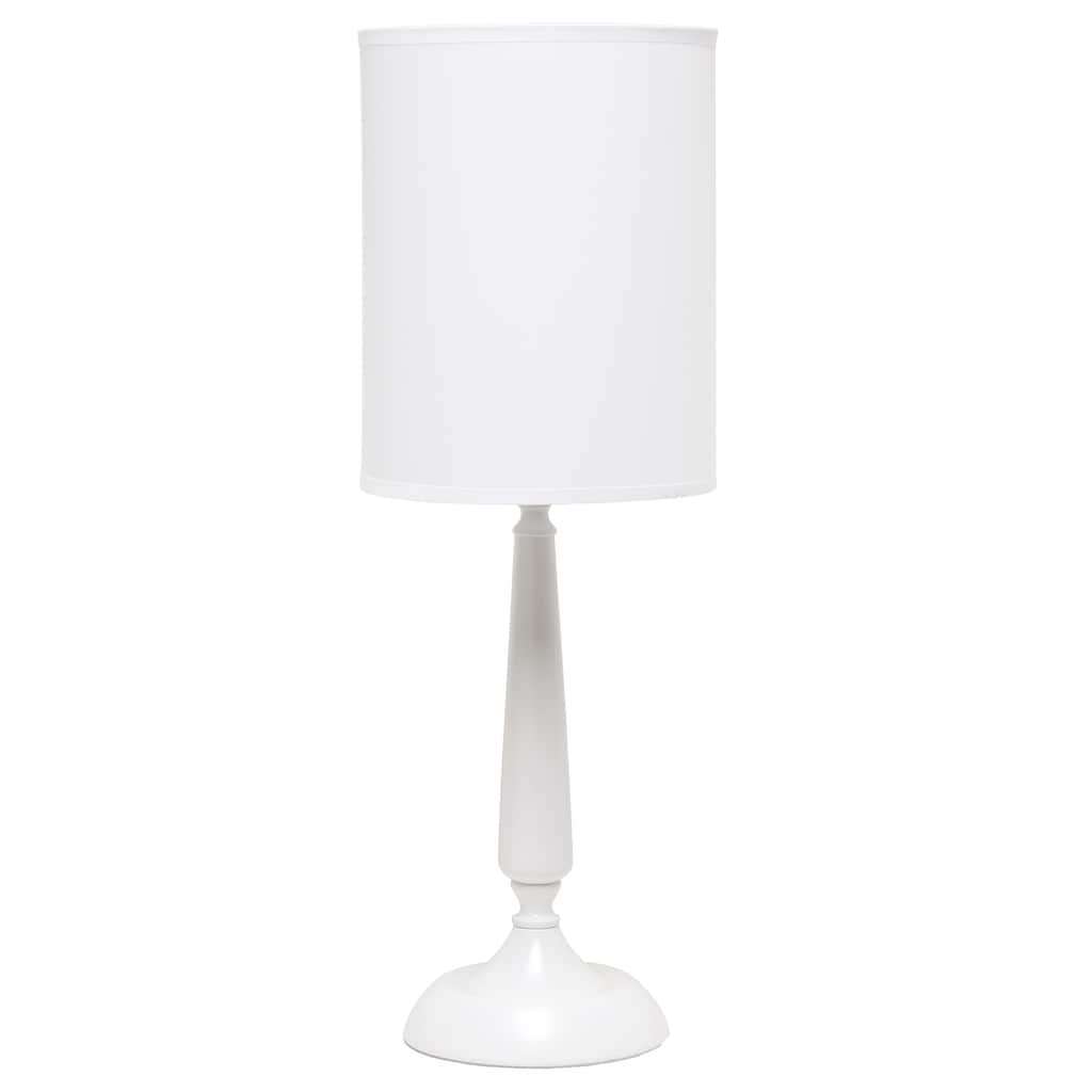 22.75 in. White Finish Table Lamp with White Shade, Durable Stick Lamp for End/Side Tables