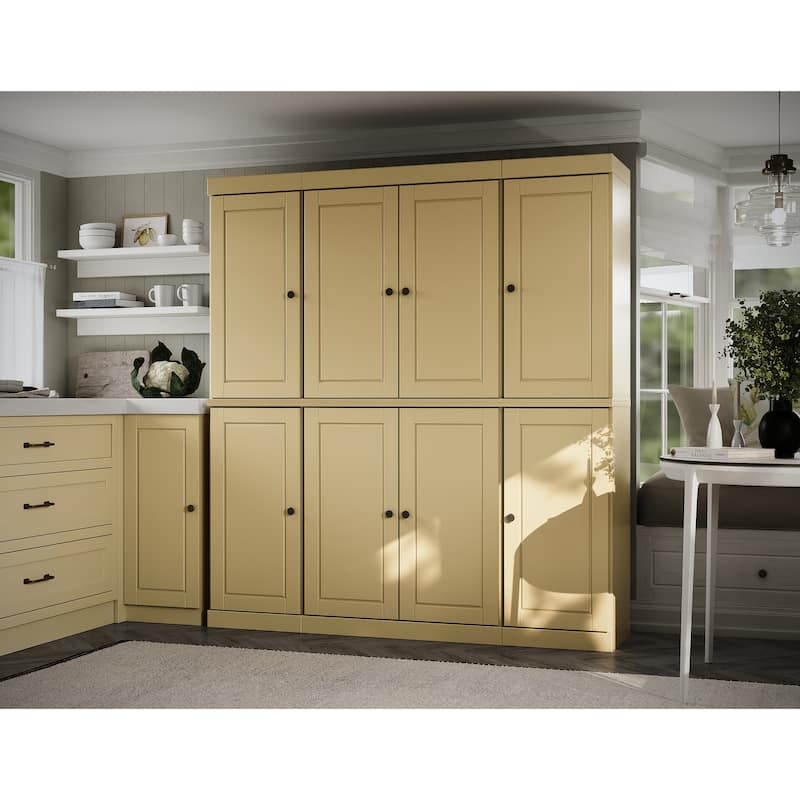 Palace Imports 100% Solid Wood 65" Kitchen China Pantry Cabinet - 65" x 71.5" - Yellow - Solid
