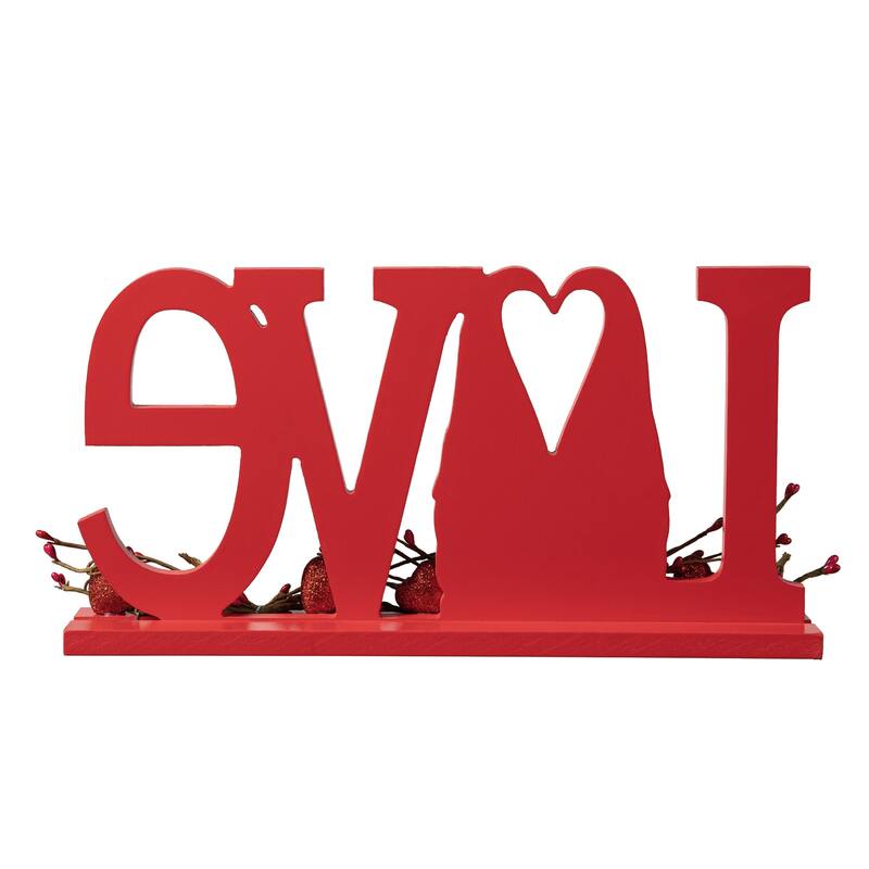 Glitzhome 14.25"L Valentine's LOVE Wooden Gnome Table Decor