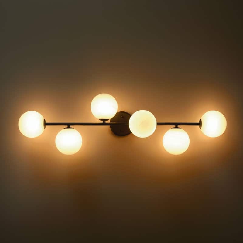 Acroma 6-Light Black Vanity Light with Globe Shades