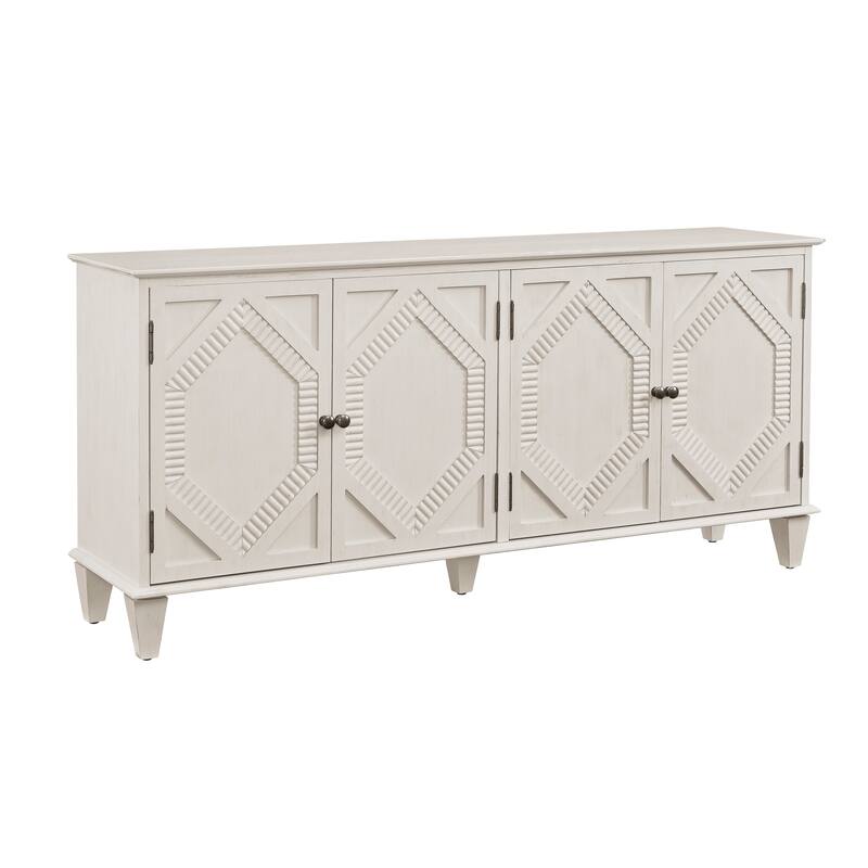 Sideboard Cabinet with 4 Doors & Adjustable Shelf, Accent Cabinet with Solid Wood Legs, Large Wine Bar Storage Cabinet