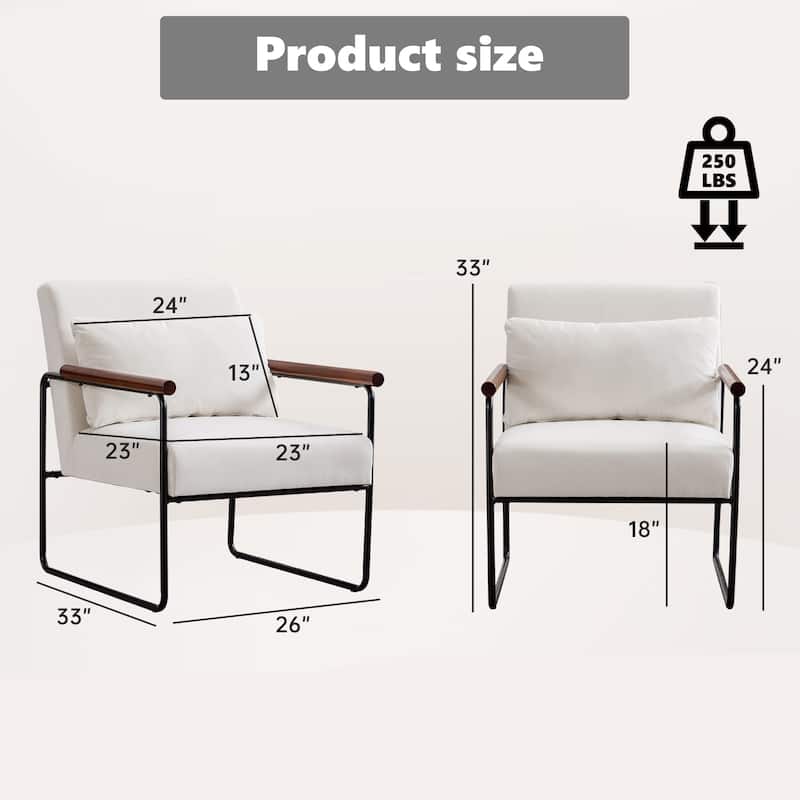 Upholstered Faux Suede Lounge Armchairs with Steel Frame for Living Room