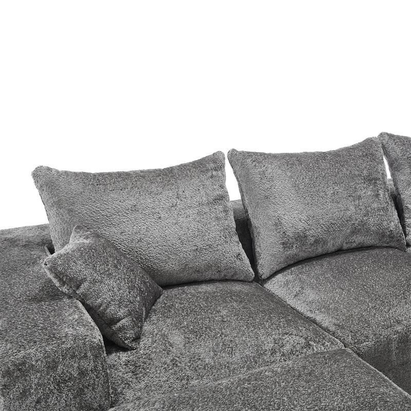 Floor Standing Chaise Lounge Couch L-shape Sectional Sofa with Ottoman