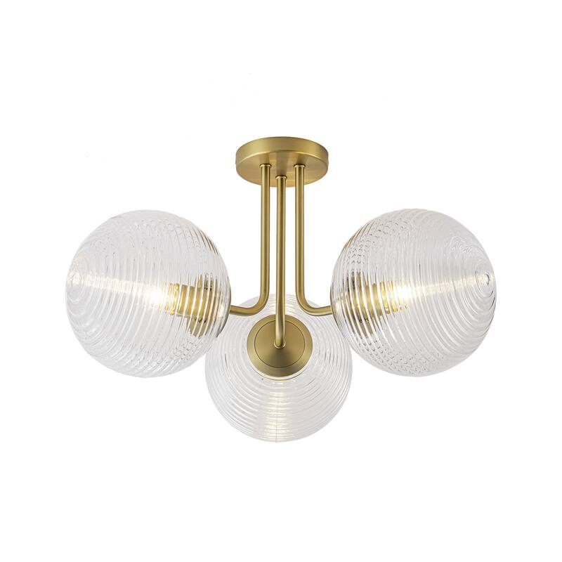 3 - Light 22'' Modern Sputnik Globe Glass Semi Flush Mount Light