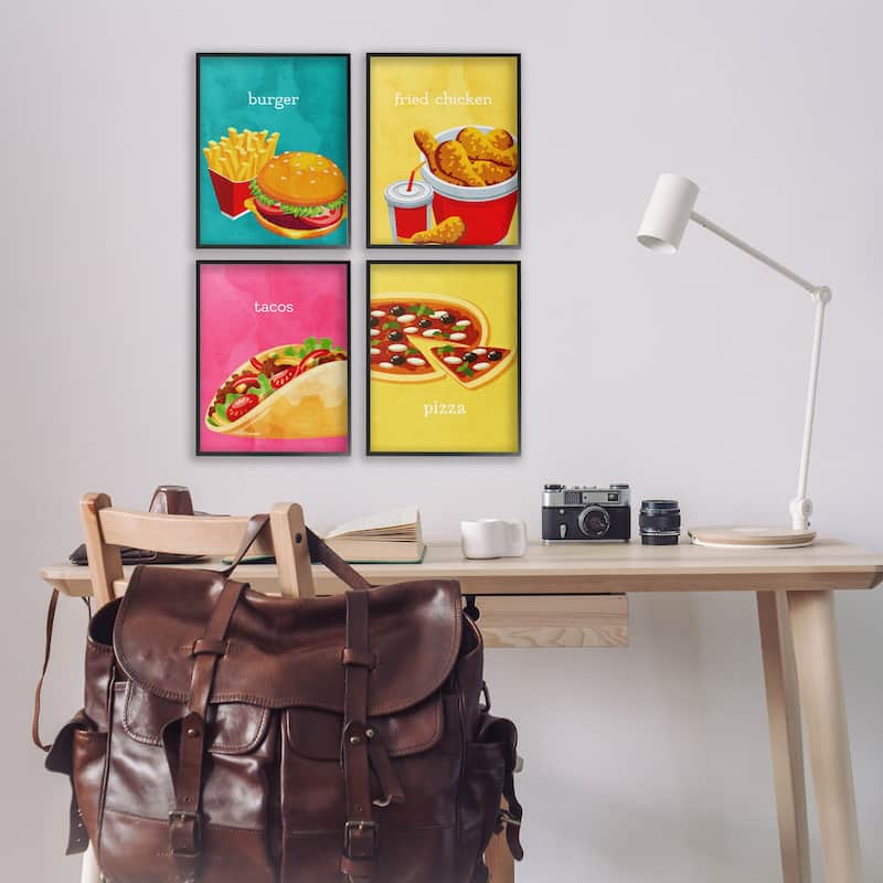 Stupell Delicious Fast Food Meals Framed Giclee Art Design By Kim Allen (Set of 4)