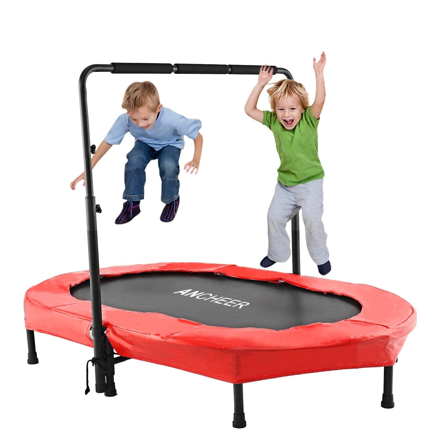 Foldable Trampoline Mini Rebounder Trampoline with Adjustable Handle Parent Child Twins Exercise Trampoline Load 220lbs Bed Bath Beyond 39914296