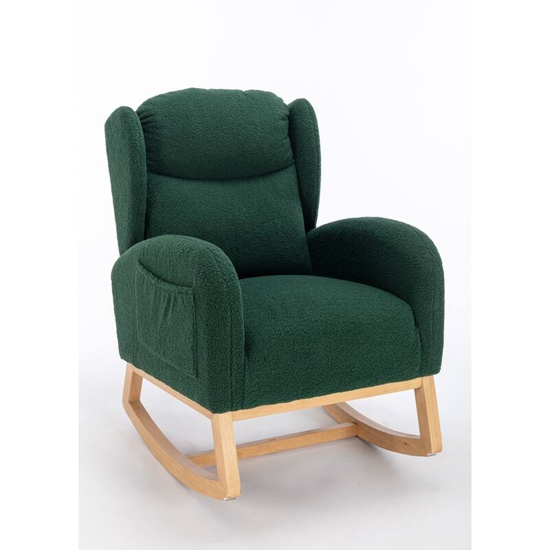 Modern Teddy Fabric Rocking Chair With Packet Wood Leg