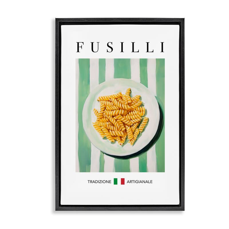 Stupell Traditional Fusilli Pasta Framed Floater Canvas Wall Art Design By Andreas Magnusson - 17 x 25 - Black