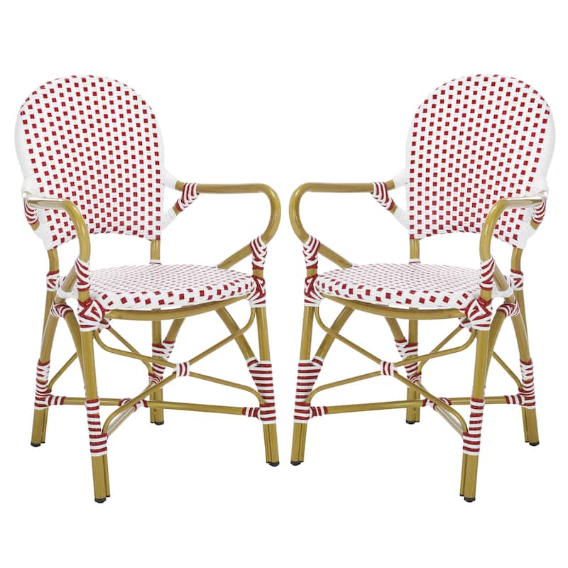 SAFAVIEH Hooper Blue/White Indoor Outdoor Arm Chair (Set of 2) - 21"W x 22"D x 35"H
