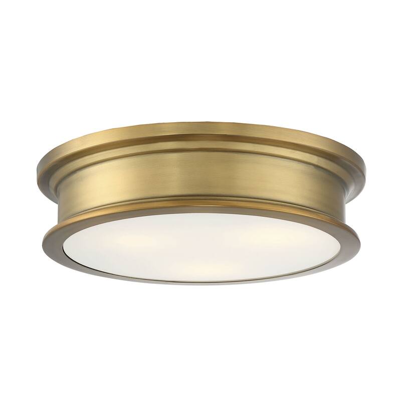 Savoy House Watkins 3 Light 16" Wide Flush Mount Drum Ceiling Fixture - Warm Brass
