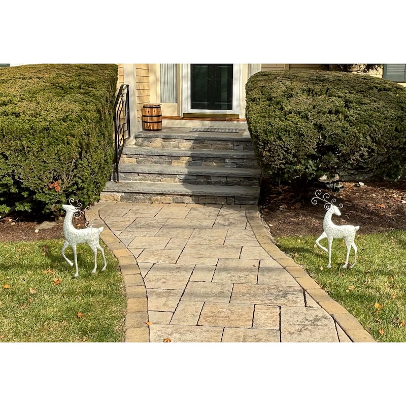 29" Shiny Silver Galvanized Reindeer Yard Stake, Set of 2 - Multicolor