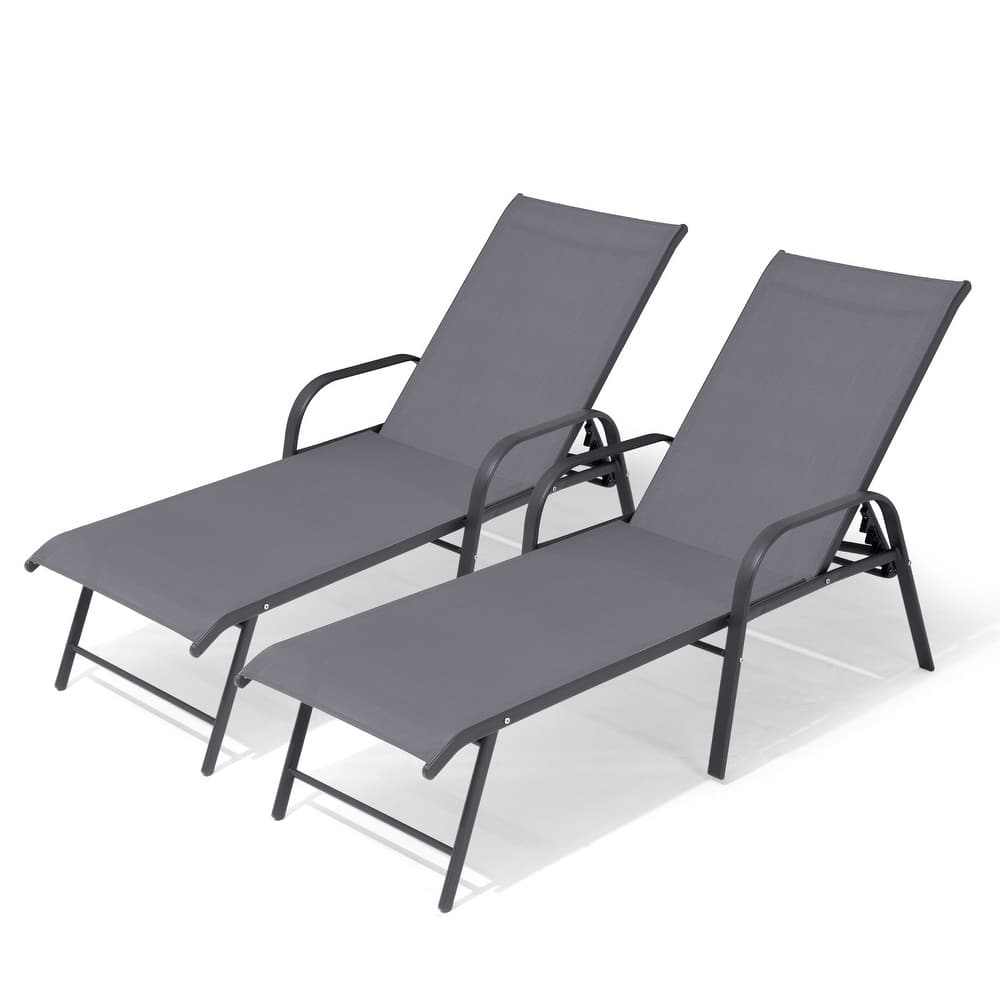 VredHom Outdoor Aluminum Adjustable Patio Chaise Lounge Chairs
