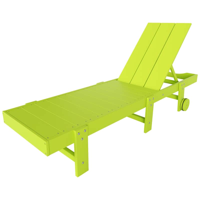 Shoreside Modern Poly Eco-Friendly All Weather Reclining Chaise Lounge With Wheels