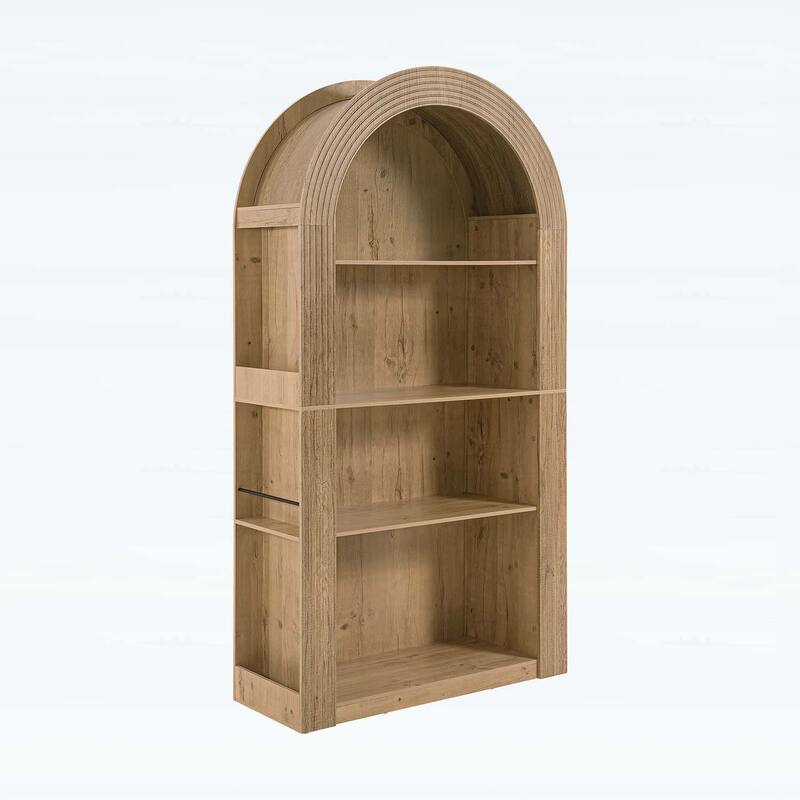 Mid Century Modern 4-Tier Bookcase with Open Display Shelves for Various Rooms