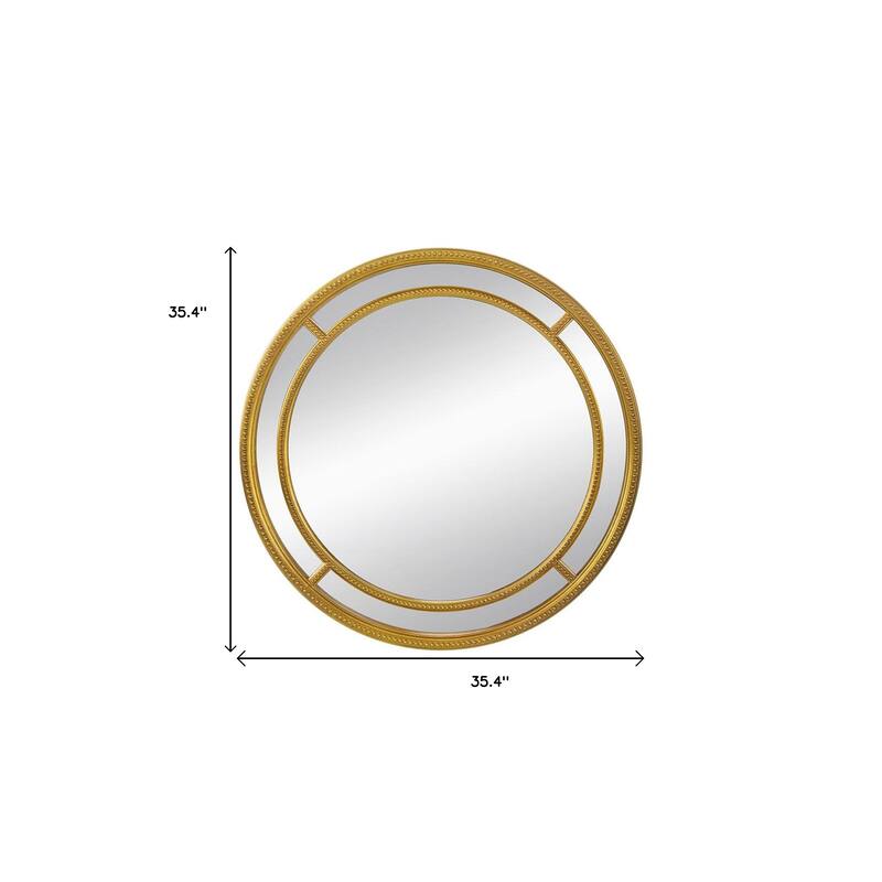 HomeRoots 35" Gold Geo Dot Round Double Frame Accent Mirror - 35.4' X '35.4' X '1.8