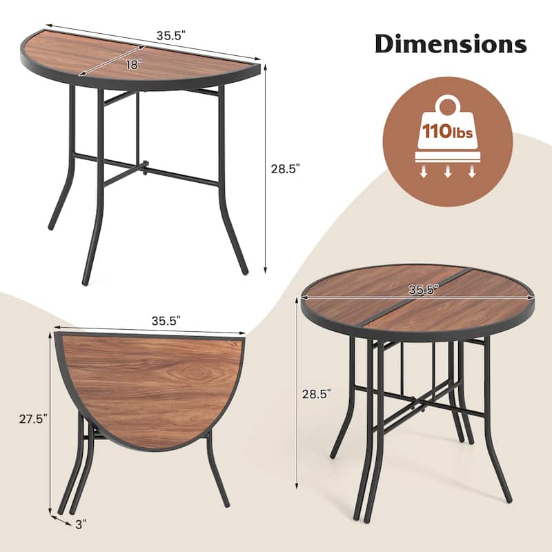 Gymax 2PCS Half-Round Folding Event Table Foldable Banquet Table w/