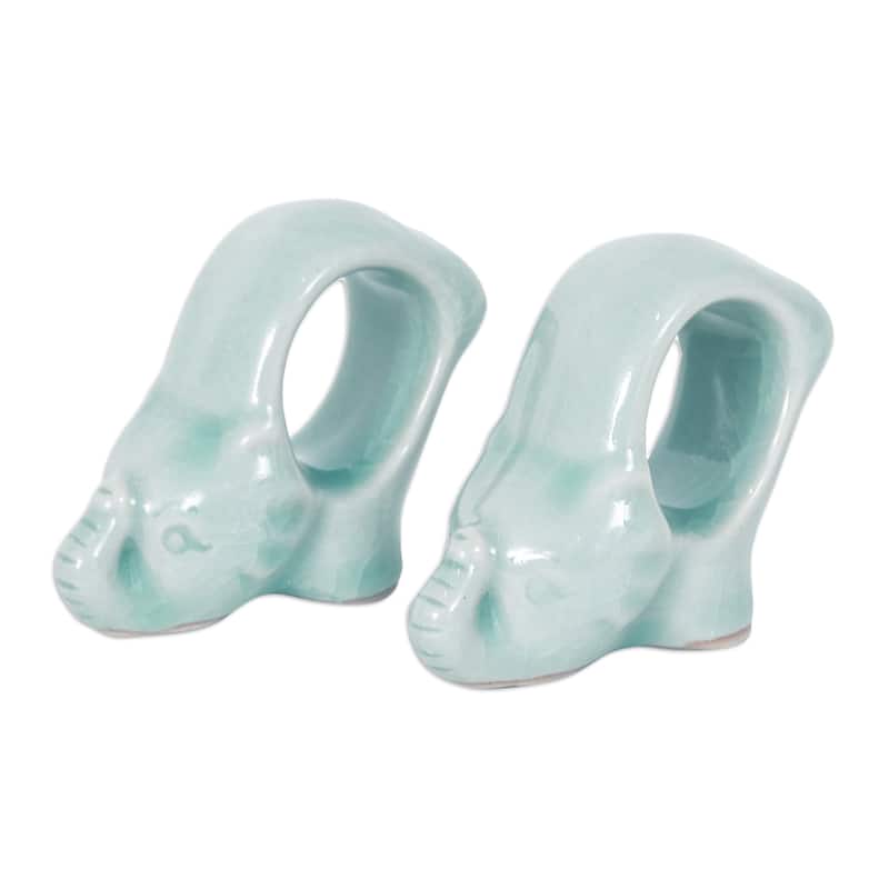 Novica Handmade Grand Blue Elegance Napkin Rings (Pair)