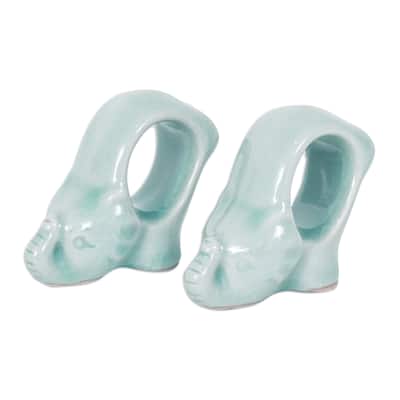 Novica Handmade Grand Blue Elegance Napkin Rings (Pair)