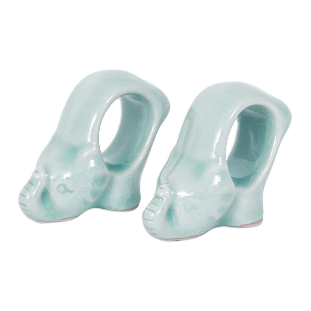 Novica Handmade Grand Blue Elegance Napkin Rings (Pair)