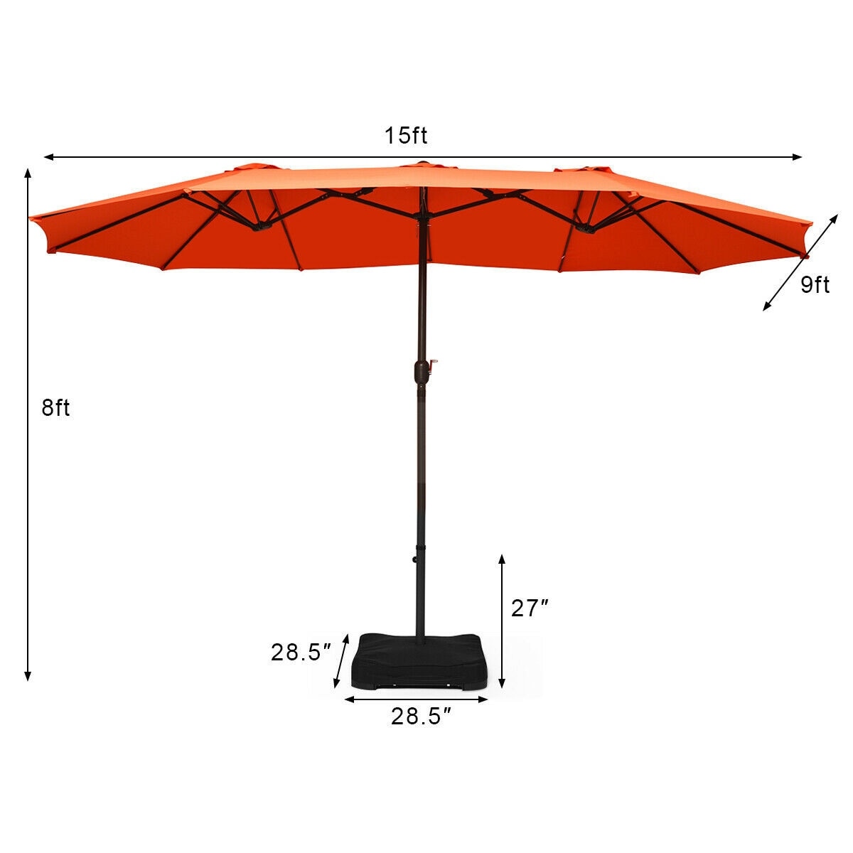 Shop Black Friday Deals On 15 Ft Patio Umbrella Outdoor Umbrella With Crank Base Overstock 30732408