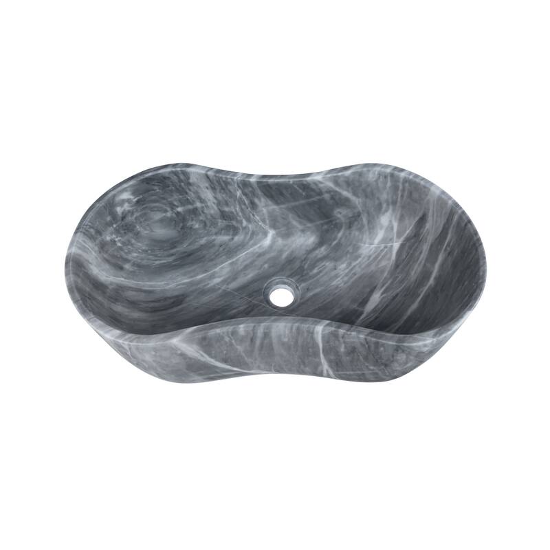 Roomfitters Marble Bathroom Vessel Sink, Natural Stone Countertop Wash Basin, Polished Oval Vanity Sink