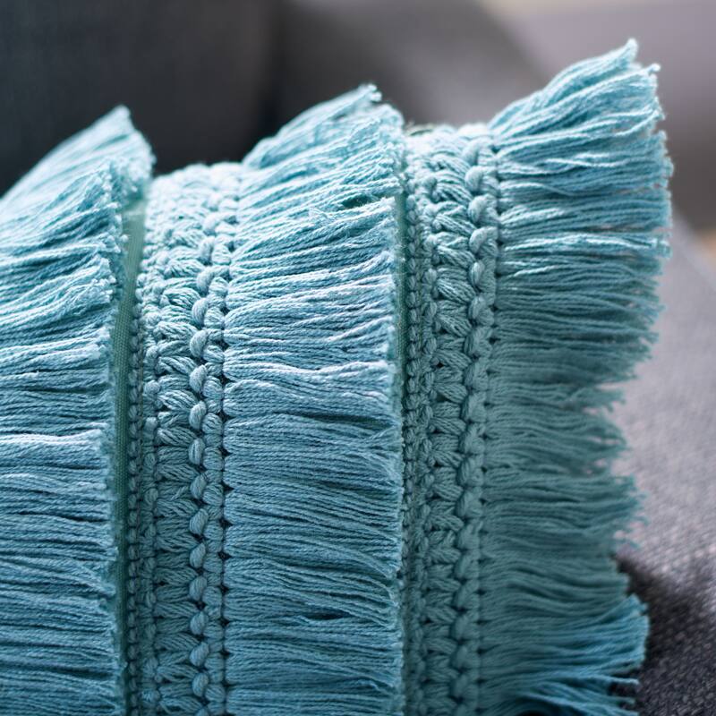 SAFAVIEH Ilmi Boho Fringe Decorative Accent Throw Pillow - Seafoam Green - 12Wx20L