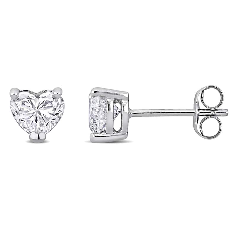 1ct TW Heart-Shaped Lab-Grown Diamond Stud Earrings in 14k White Gold