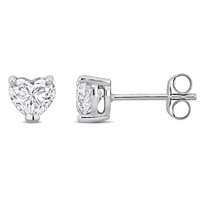 1ct TW Heart-Shaped Lab-Grown Diamond Stud Earrings in 14k White Gold