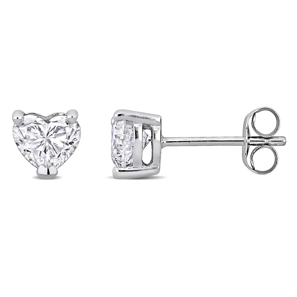 Miadora 1ct TW Heart-Shaped Lab-Grown Diamond Stud Earrings 14k White Gold