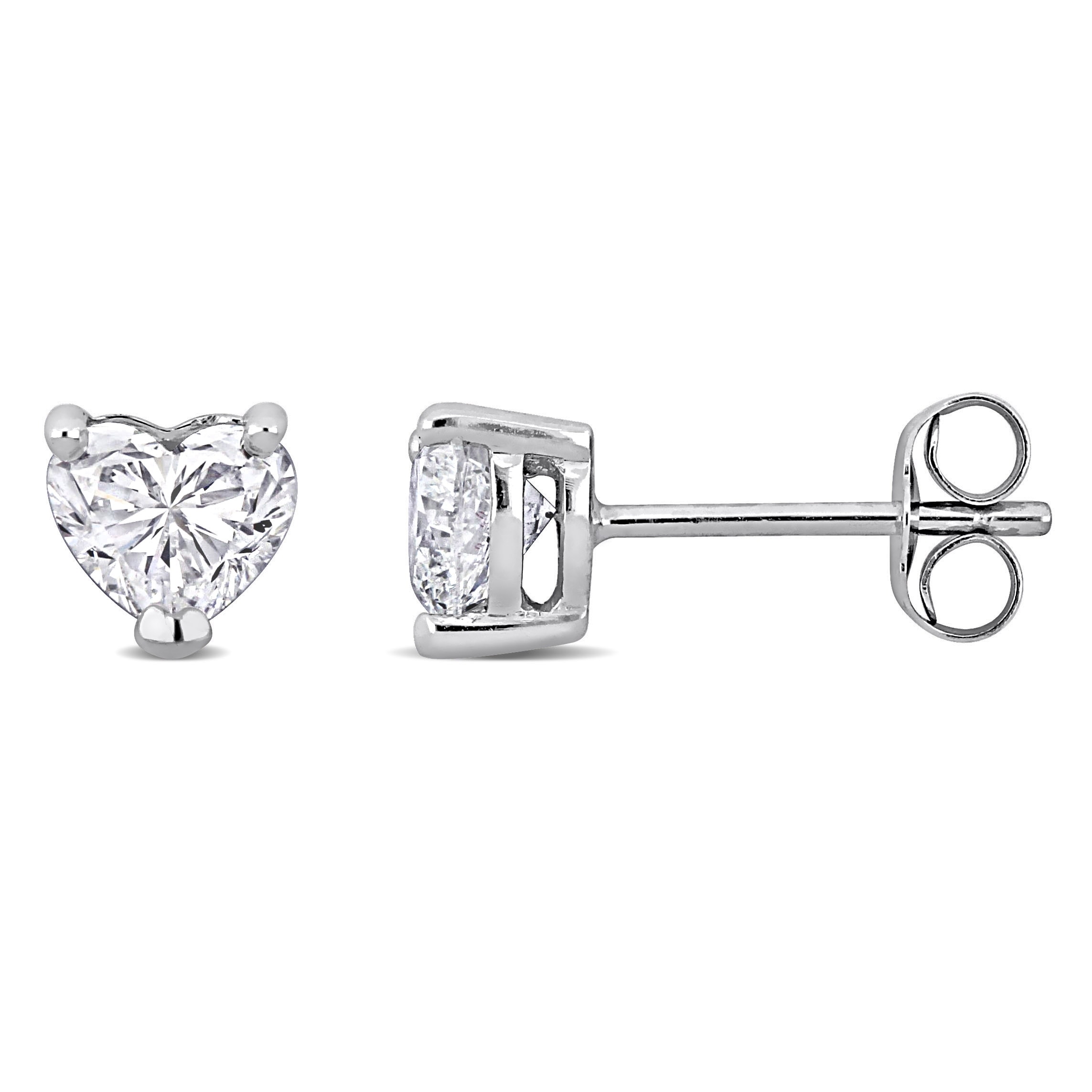 Miadora 1ct TW Heart-Shaped Lab-Grown Diamond Stud Earrings 14k White Gold
