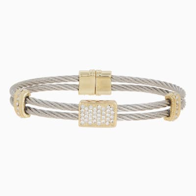 Juvell Gold Plated Cubic Zirconia Twisted Mesh Bangle Bracelet