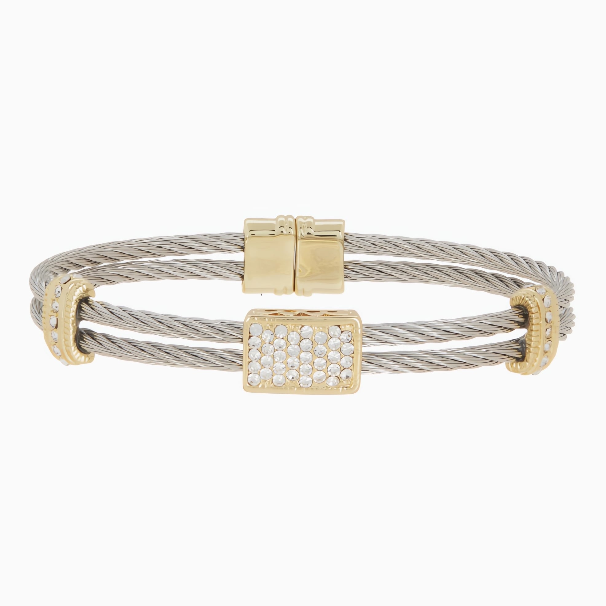 Juvell Gold Plated Cubic Zirconia Twisted Mesh Bangle Bracelet