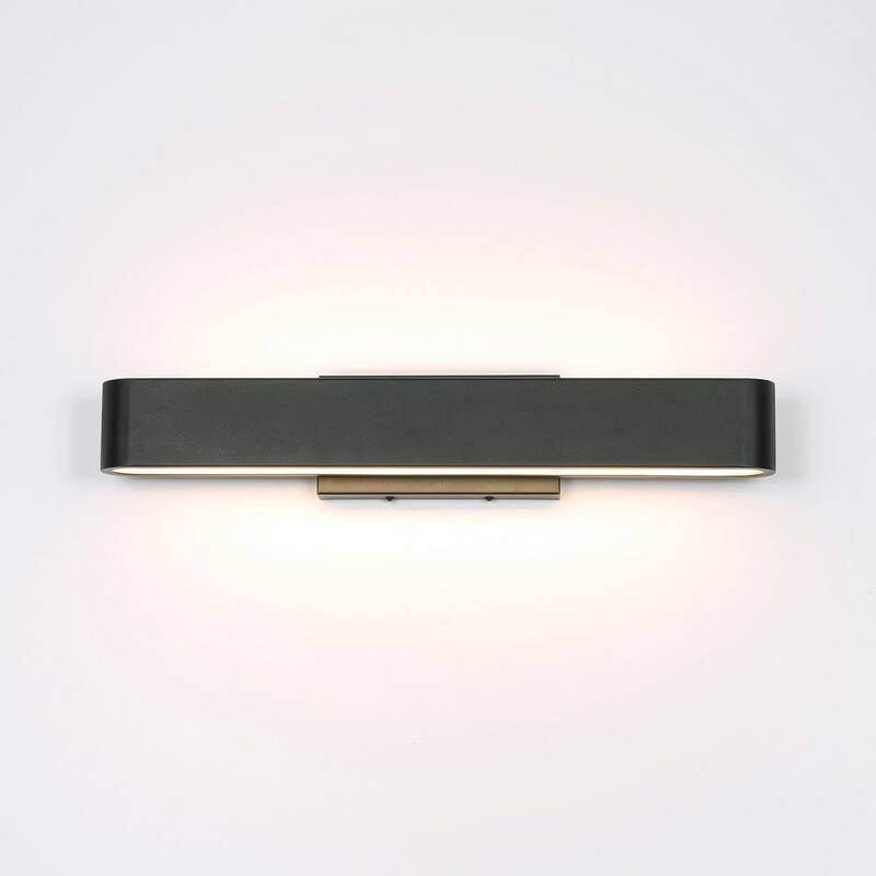 1-Light Modern Black Finish Linear Metal Integrated LED Outdoor Wall Light - 23.6 in. W x 4.33 in. H x 3.82 in. D - 23.6 in. W x 4.33 in. H x 3.82 in. D - Black/White