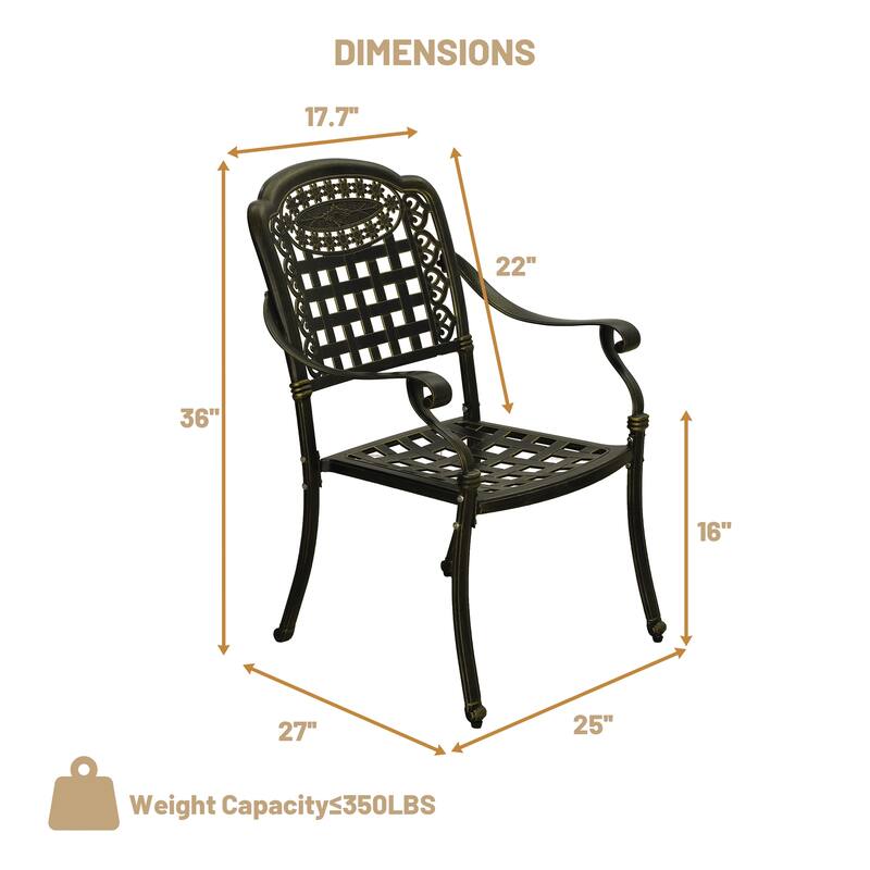Clihome Cast Aluminum Patio Dining Chairs (Set of 2)