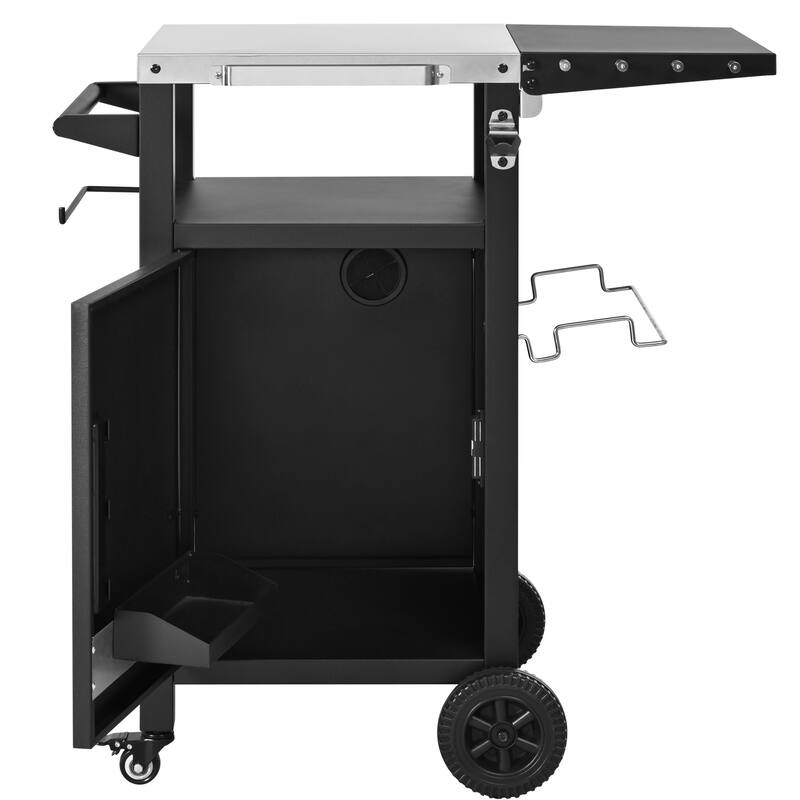 33.9 Inch Outdoor Grill Cart with Stainless Steel Top and Storage Cabinet