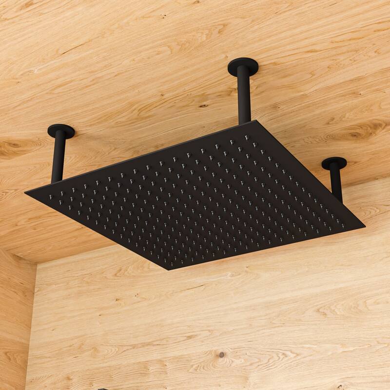 Matte Black Stainless Steel 24" Square Ultra-Thin Rain Shower Head