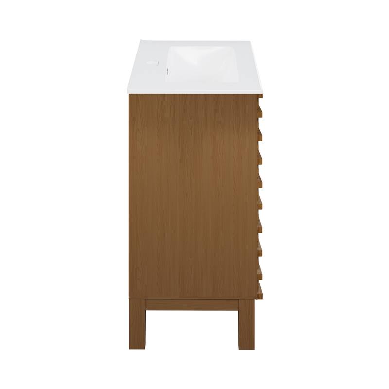 Cascade 30" Freestanding Bathroom Vanity In Brown Oak With Sink Top - 30