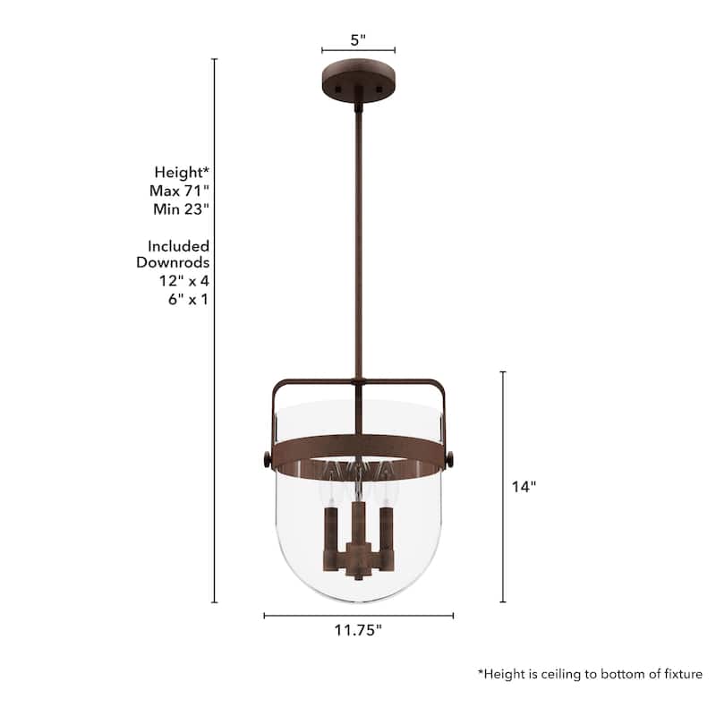 Hunter Karloff Clear Glass Bell-Shaped Pendant - Kitchen Island, Dining Room, Entry - Modern Farmhouse, Rustic, Industrial