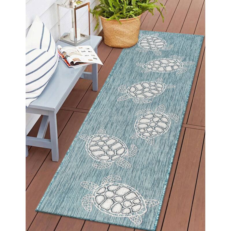 Liora Manne Carmel Collection Sea Turtles Indoor/ Outdoor Area Rug