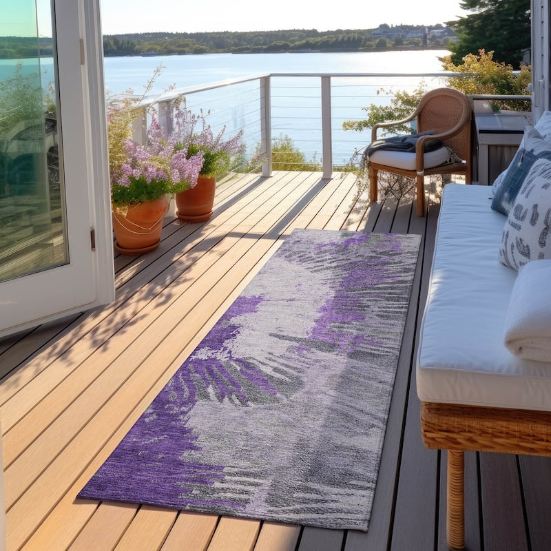 Machine Washable Indoor/ Outdoor Chantille Modern Burst Rug