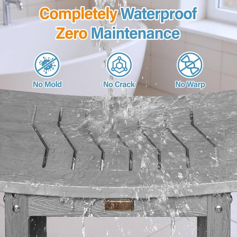 HIPS Shower Bench, 2 Tier Bathroom Chair Seat with Non-Slip Feet