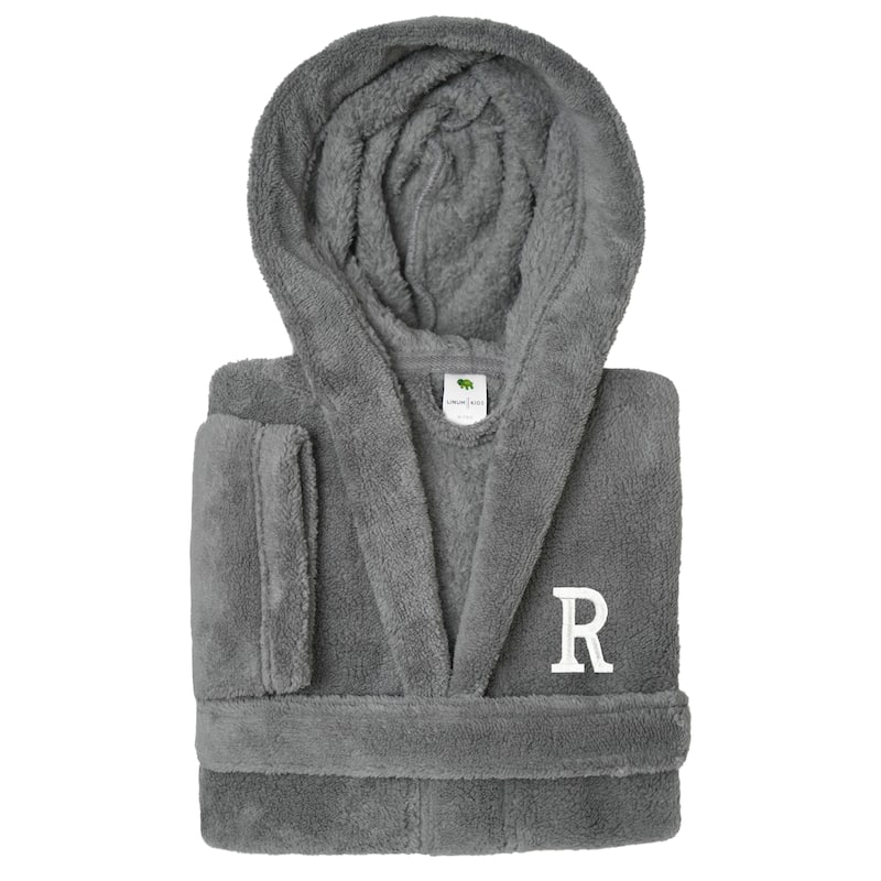 Sweet Kids 100% Polyester SUPER PLUSH Double Brushed Hooded Bathrobe with White Bookman Monogram - Large - R