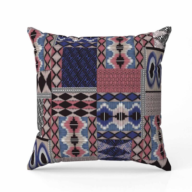 Patched Perfection Faux Suede Reversible Throw Pillow Blue and Deep