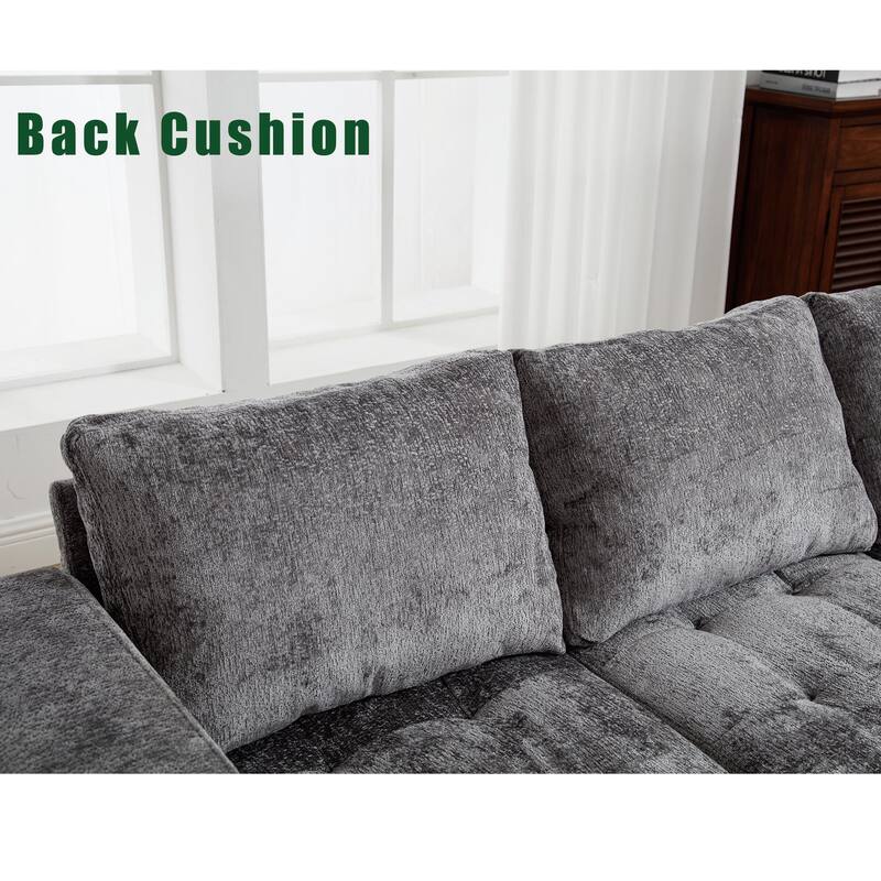 Contemporary Modular Sectional Sofa with Chenille Upholstery and Storage Ottoman for Living Room or Guest Room
